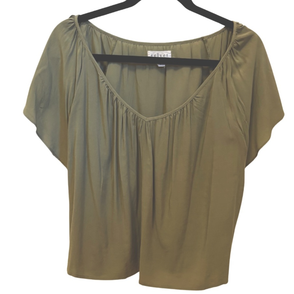 Velvet by Graham & Spencer Blouse – Olive Green, Viscose, S – EUC